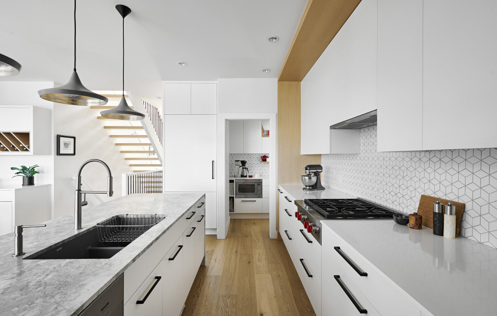 White cabinets with black hardware