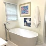 freestanding soaking tub in master bath