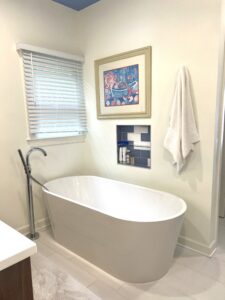 freestanding soaking tub in master bath