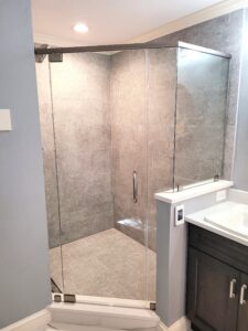 Shower with linear drain