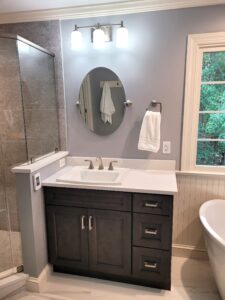 Stained vanity in master bath